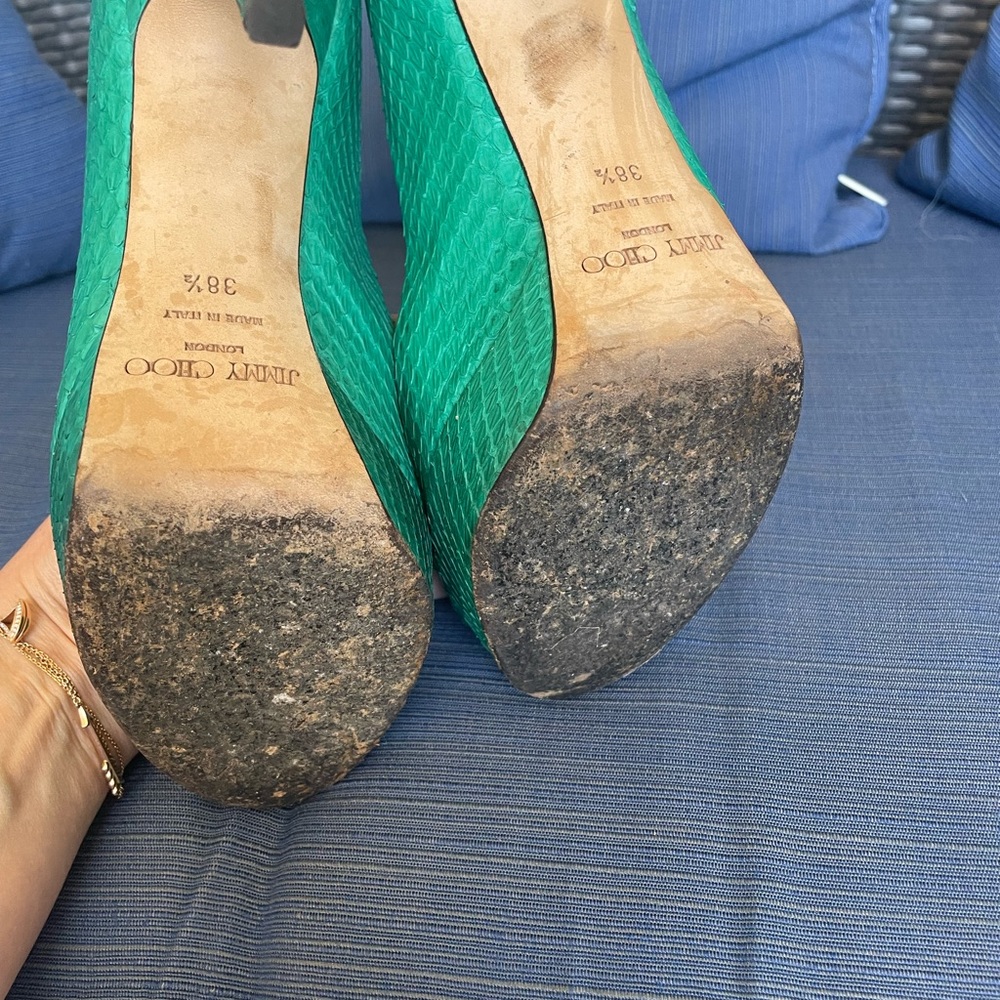 Jimmy Choo Emerald Green Python Leather Platform - image 5